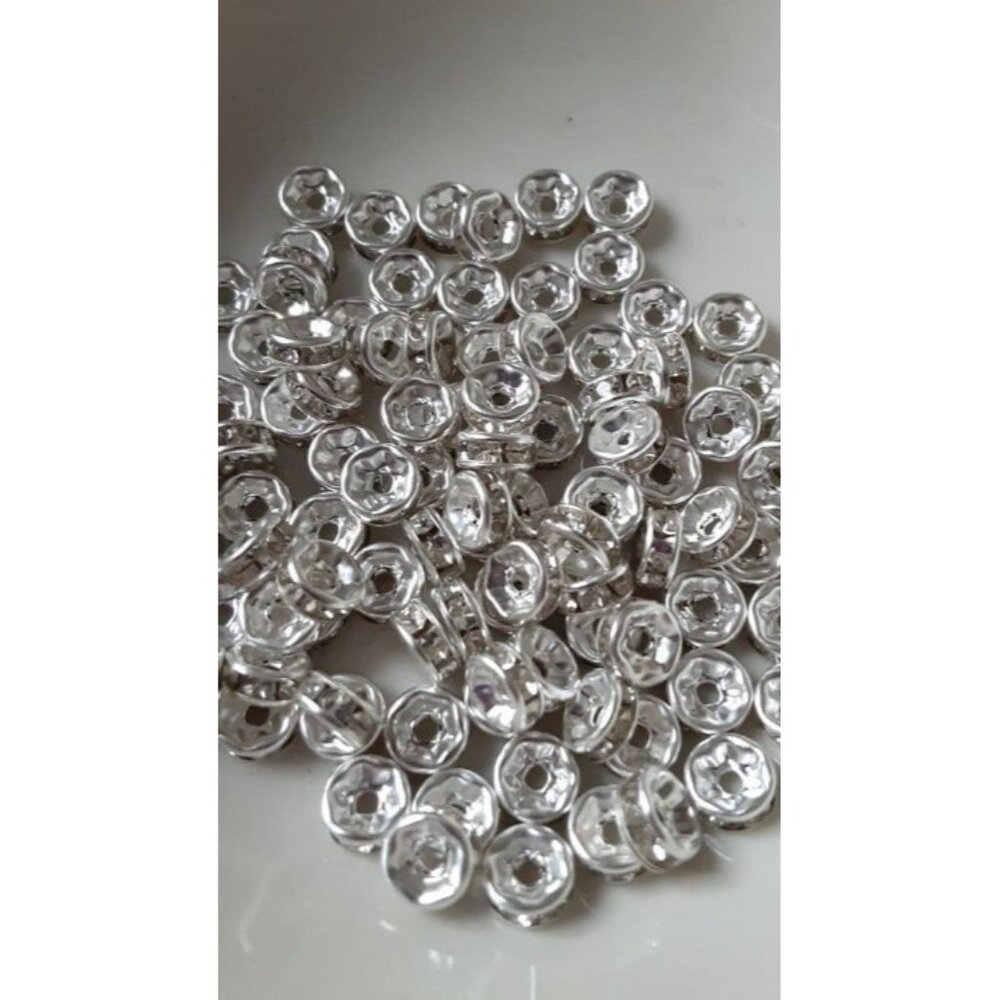 Silver Plated Rhinestone Spacers